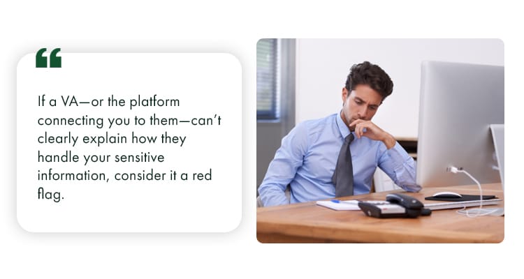 A boss having troubles on data security and his virtual assistant.