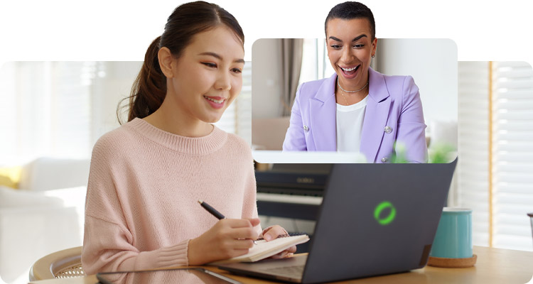 Remote Staff marketing automation specialists going over their work.