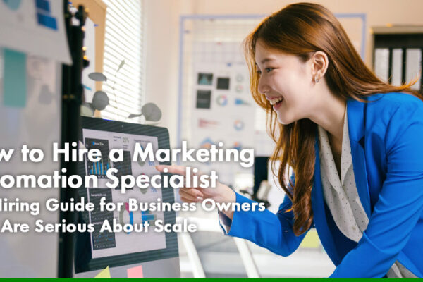 A woman reading about how to hire a marketing automation specialist.